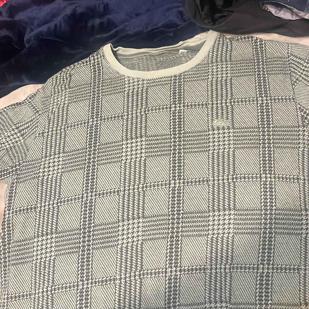 Lacoste xl shirt quilted short sleeve. Grey/green color